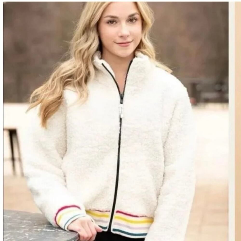 Ivory Ella Sherpa bomber jacket